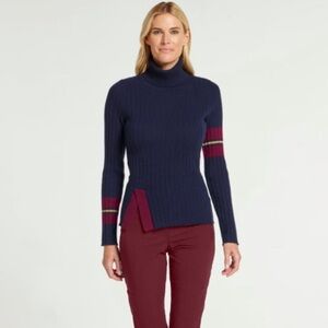 Anatomie Color-block Cowl Turtleneck Cashmere Sweater Fitted Knit